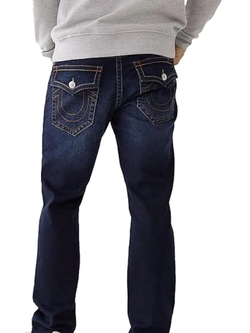 True Religion Men's Dark Blue Straight Jeans with Signature Pocket